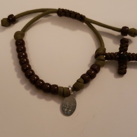NEW! Rosary Bracelet HANDMADE Brown on Olive - Picture 8 of 9